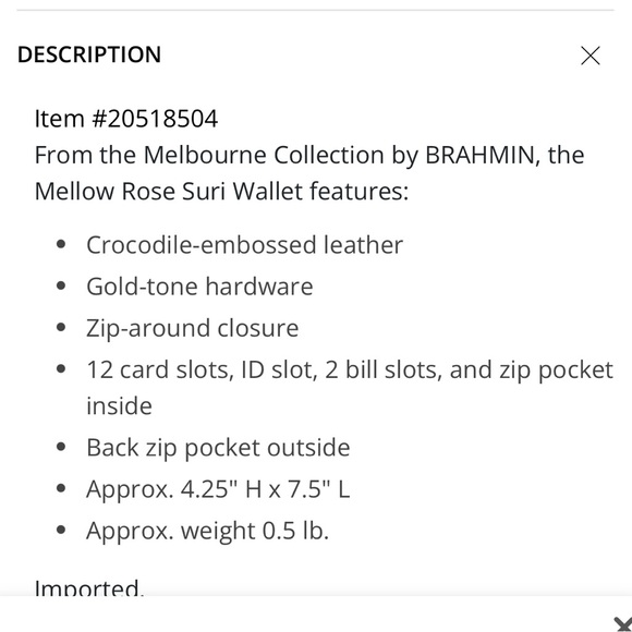 Brahmin Suri Mellow Rose Melbourne wallet - Picture 8 of 8